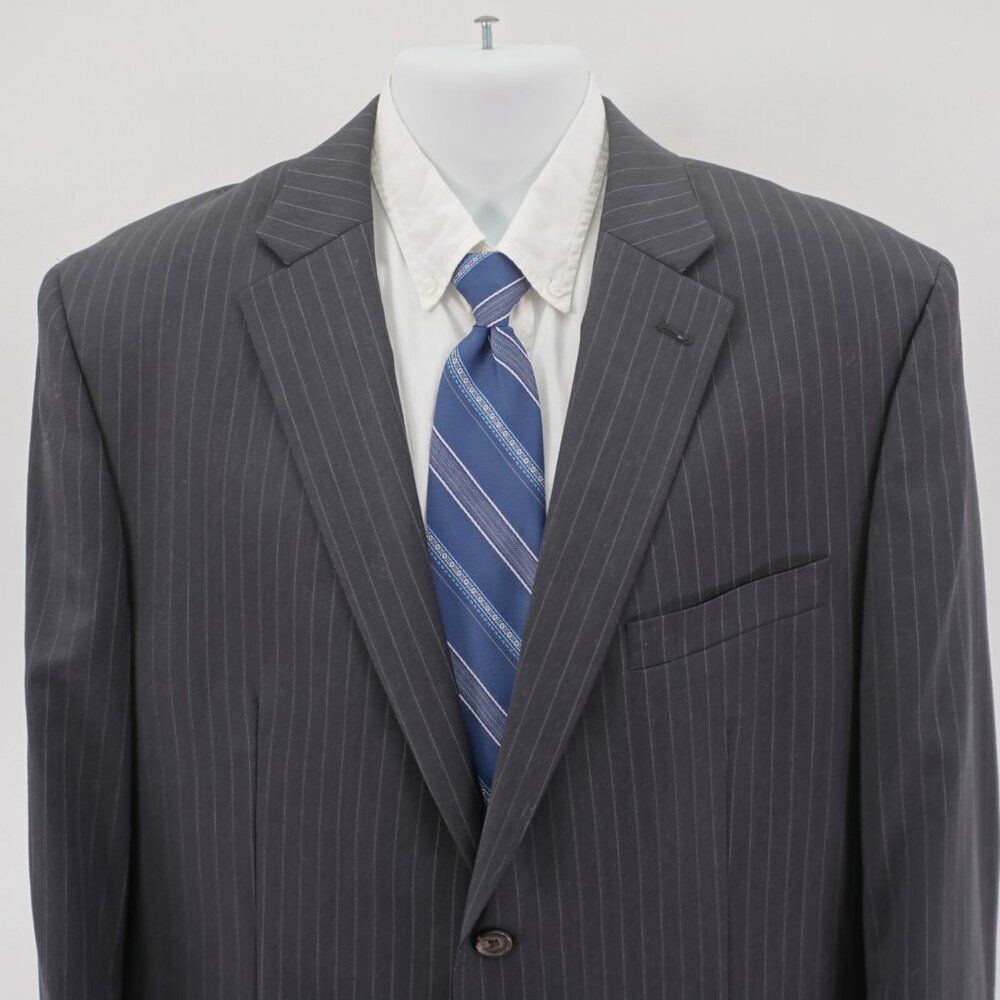 Ralph Lauren Wool‎ Gray Striped 2 Button Suit Jacket 44R Tagged 46R